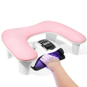 Arm Rest for Nails Tech: U-Shaped Manicure Nail Arm Rest Stand Pink Big Armrest Microfiber PU Leather Hand Rest Pillow for Acrylic Nail Cushion