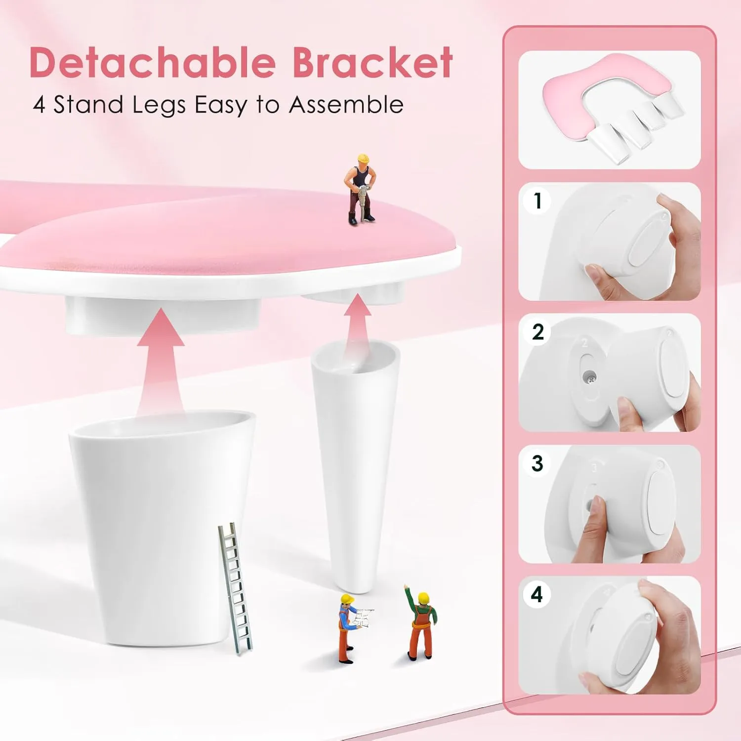 Arm Rest for Nails Tech: U-Shaped Manicure Nail Arm Rest Stand Pink Big Armrest Microfiber PU Leather Hand Rest Pillow for Acrylic Nail Cushion