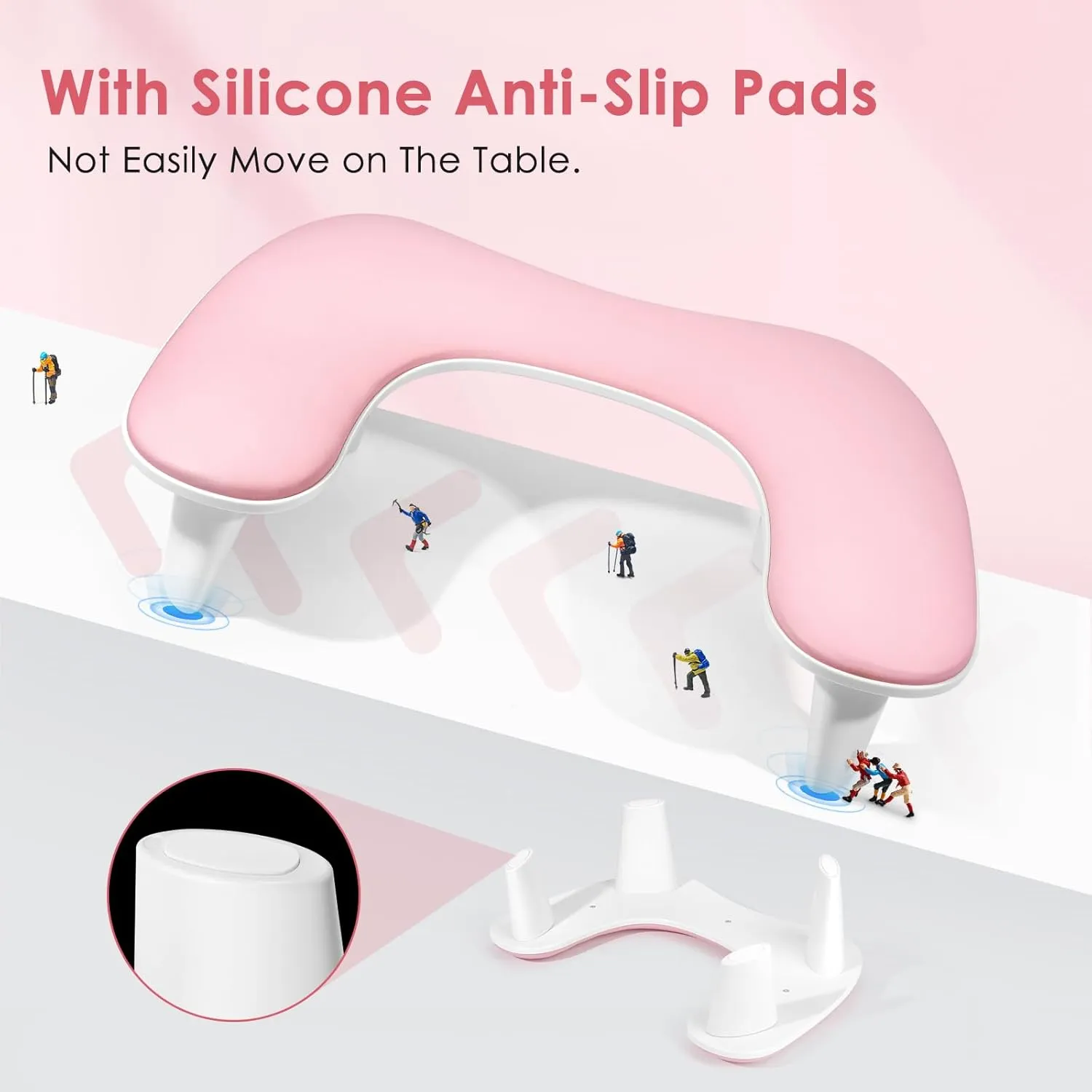 Arm Rest for Nails Tech: U-Shaped Manicure Nail Arm Rest Stand Pink Big Armrest Microfiber PU Leather Hand Rest Pillow for Acrylic Nail Cushion