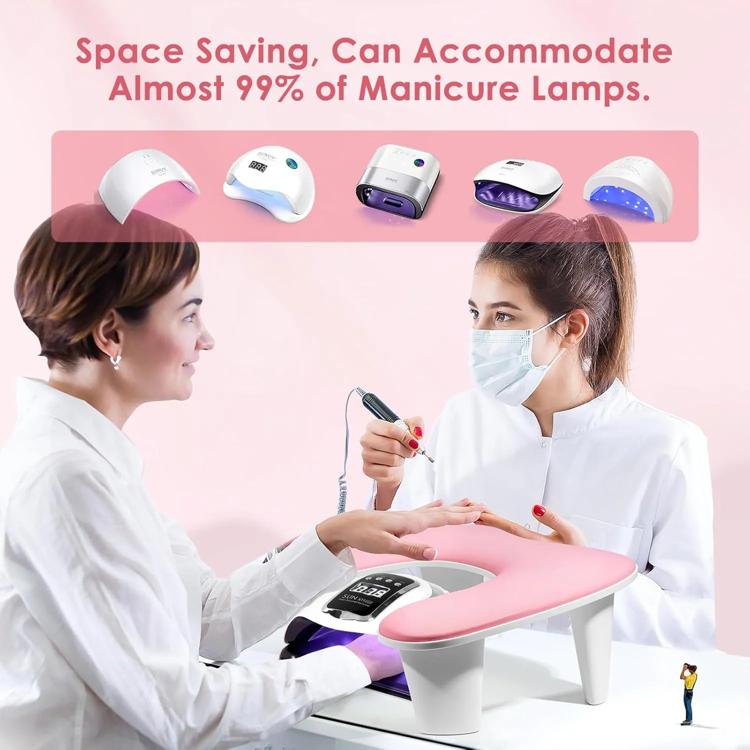 Arm Rest for Nails Tech: U-Shaped Manicure Nail Arm Rest Stand Pink Big Armrest Microfiber PU Leather Hand Rest Pillow for Acrylic Nail Cushion