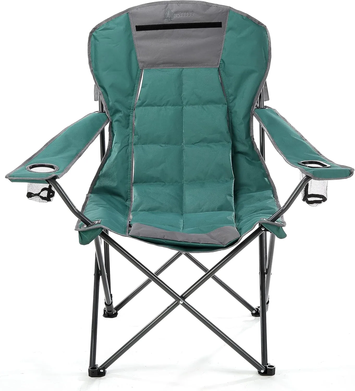 ARROWHEAD OUTDOOR Portable Folding Hybrid 2-in1 Camping Chair, Adjustable Recline, Vent, Padding, Cup Holder & Storage Pouch, Heavy-Duty, Oversize, Supports 300lbs, Includes Bag, USA-Based Support
