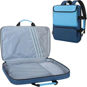 Art Portfolio Bag Backpack, A3 Art Portfolio Case 15 x 18 Inch, Artist Travel Tote Bag for Artwork and Drawing Supplies, Blue (Empty Bag, Patent Design)