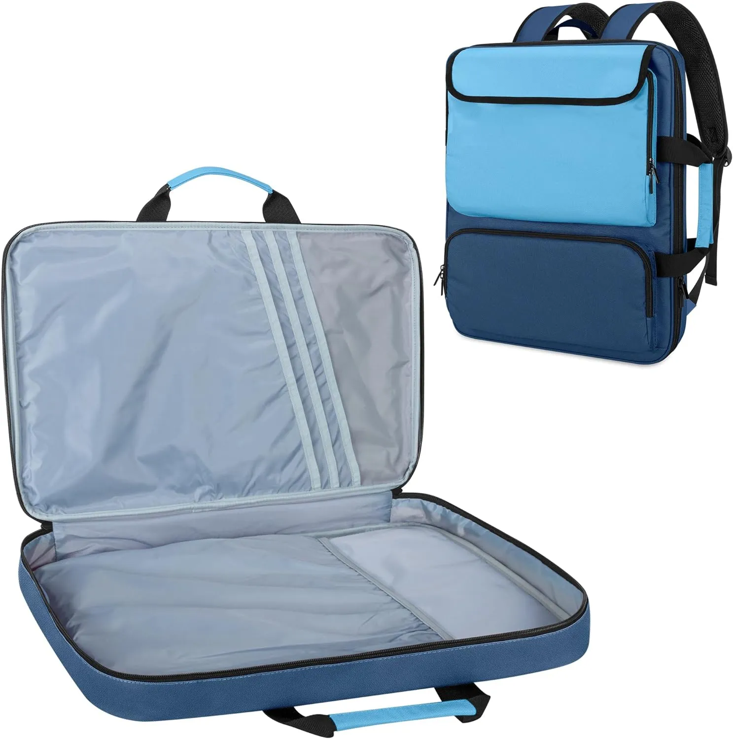 Art Portfolio Bag Backpack, A3 Art Portfolio Case 15 x 18 Inch, Artist Travel Tote Bag for Artwork and Drawing Supplies, Blue (Empty Bag, Patent Design)