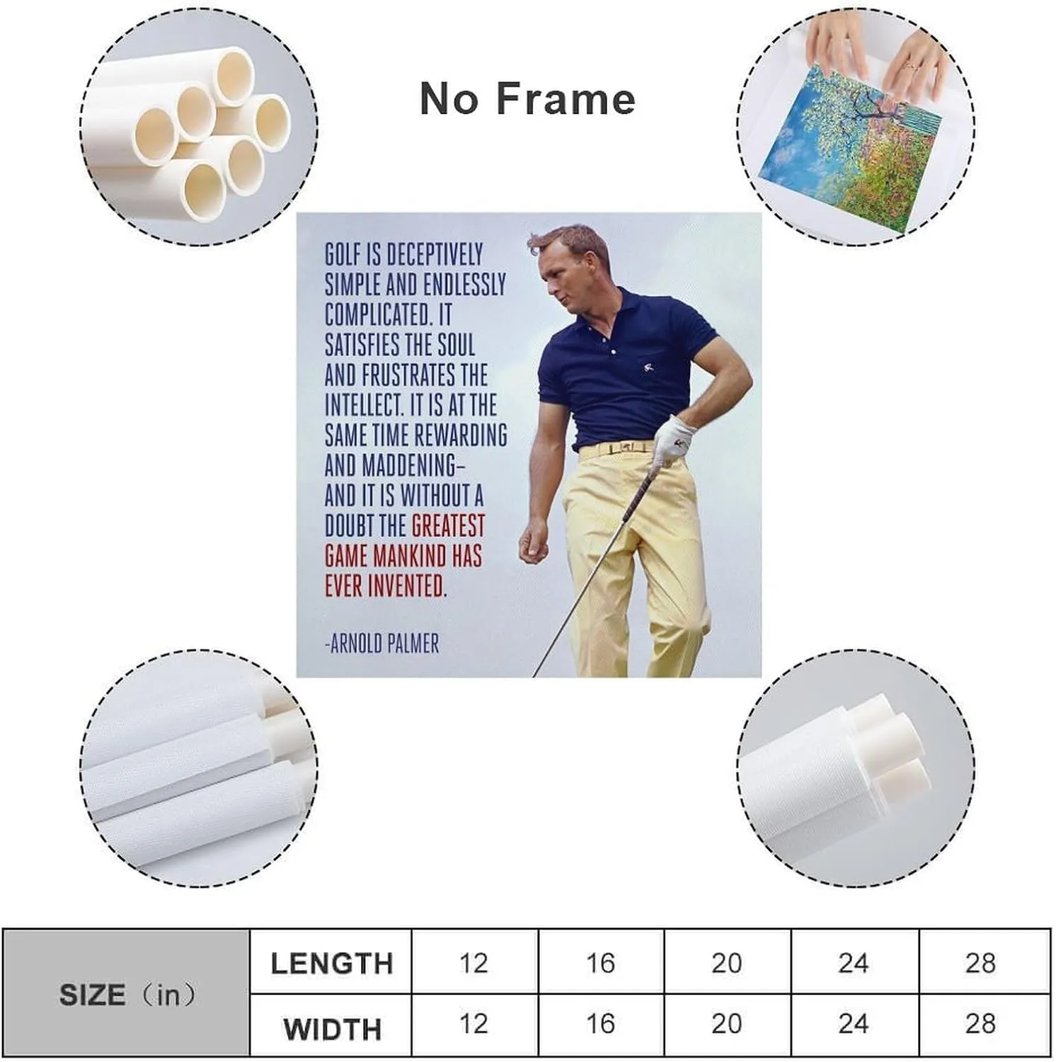 Art Posters Arnold Daniel Palmer Golf Poster Decorative Painting Canvas Wall Art Living Bedroom Painting 24x24inch(60x60cm)
