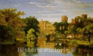 Art Print : Jasper Francis Cropsey, Warwick Castle, England, 1857, Historic Wall Décor : 44in x 27in