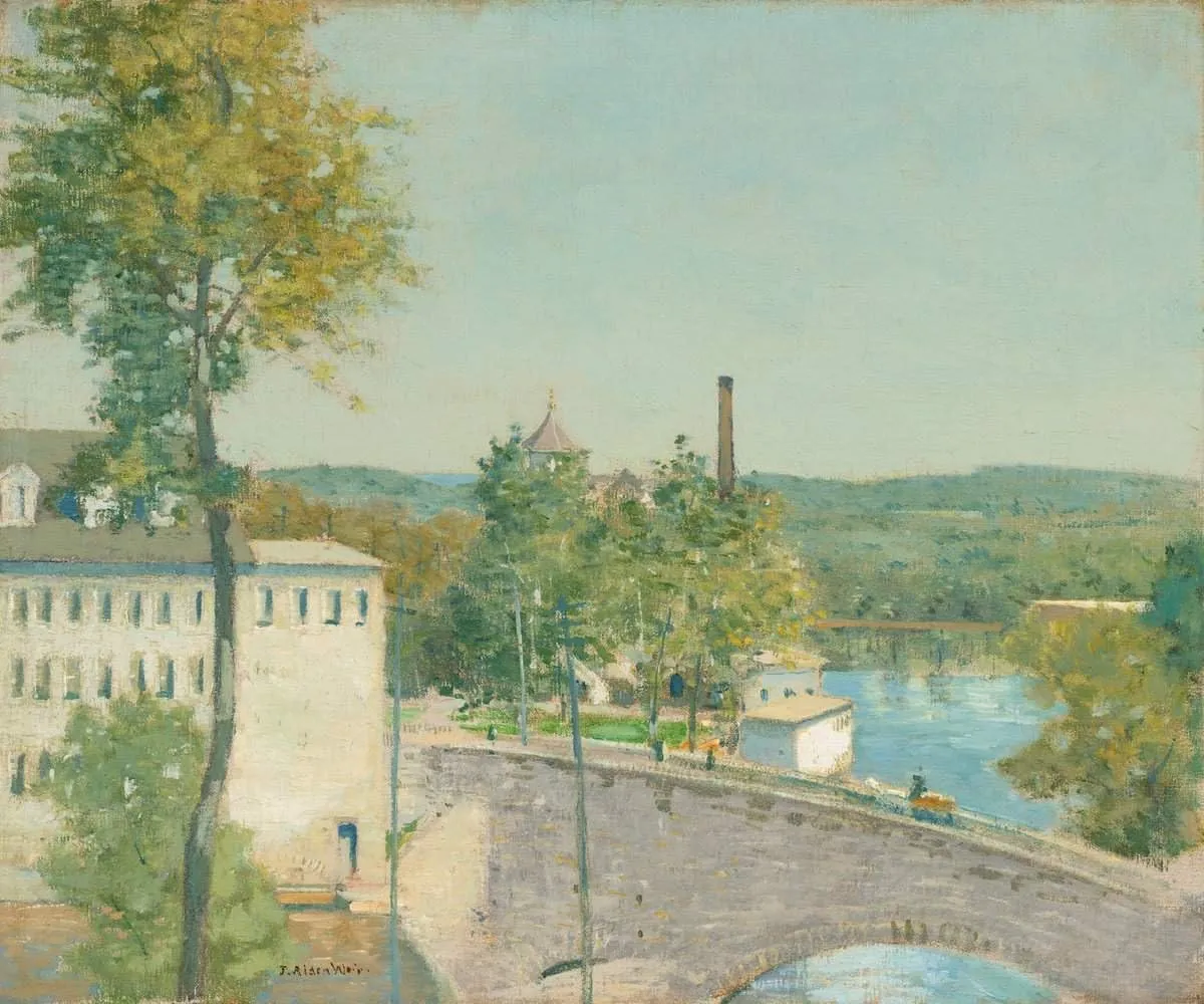 Art Print : Julian Alden Weir, U.S. Thread Company Mills, Willimantic, Connecticut, c.1895, Historic Wall Décor : 30in x 24in
