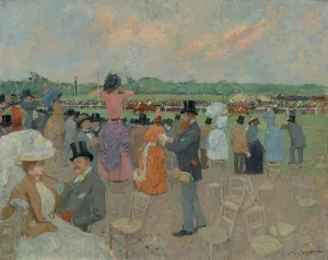 Art Print : Louis Forain, The Races at Longchamp, c. 1891, Historic Wall Décor : 32in x 24in