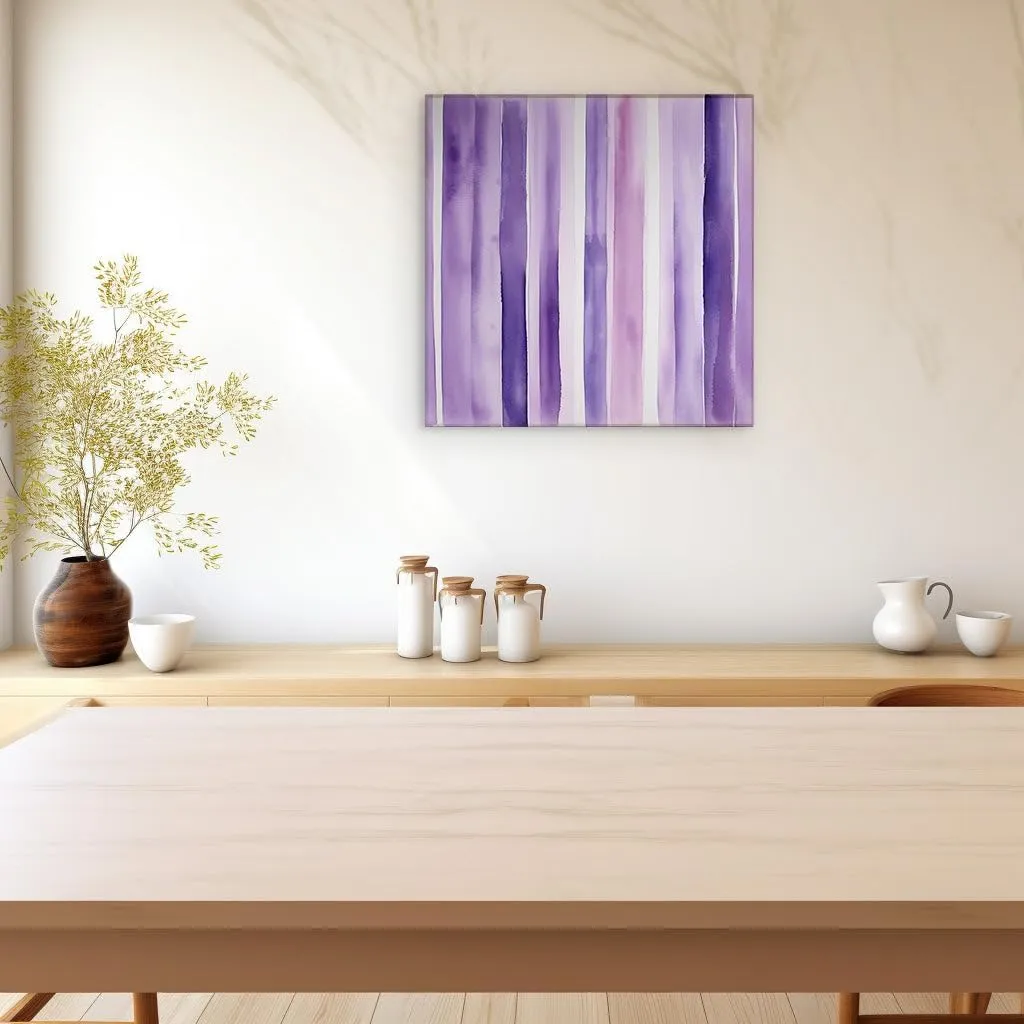 Art Wall: Elegant Vertical Stripes in Subtle Purple Shades, a Masterpiece of Tranquility and Harmony. Interior Decor, Canvas Art Design, Art Apartment Decoration. Size: 69x46 cm (27x18 inch)