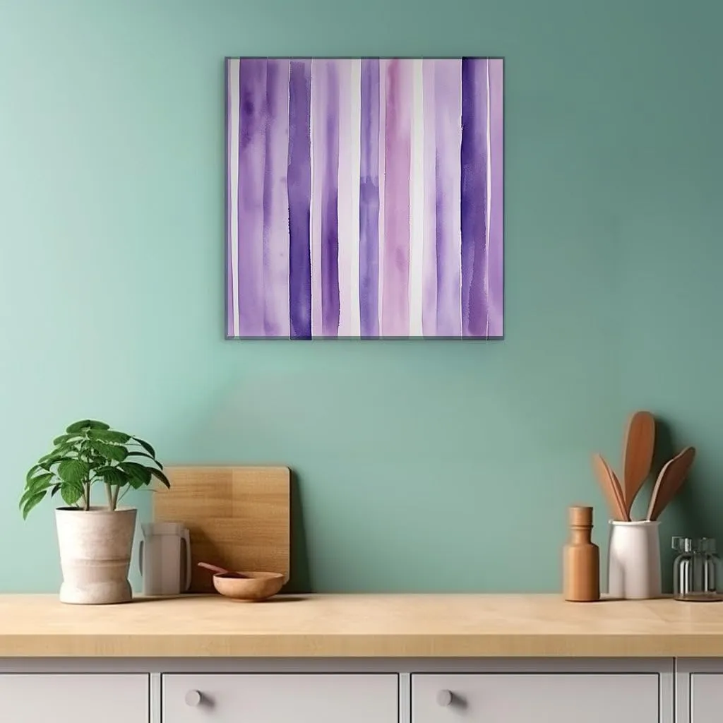 Art Wall: Elegant Vertical Stripes in Subtle Purple Shades, a Masterpiece of Tranquility and Harmony. Interior Decor, Canvas Art Design, Art Apartment Decoration. Size: 69x46 cm (27x18 inch)