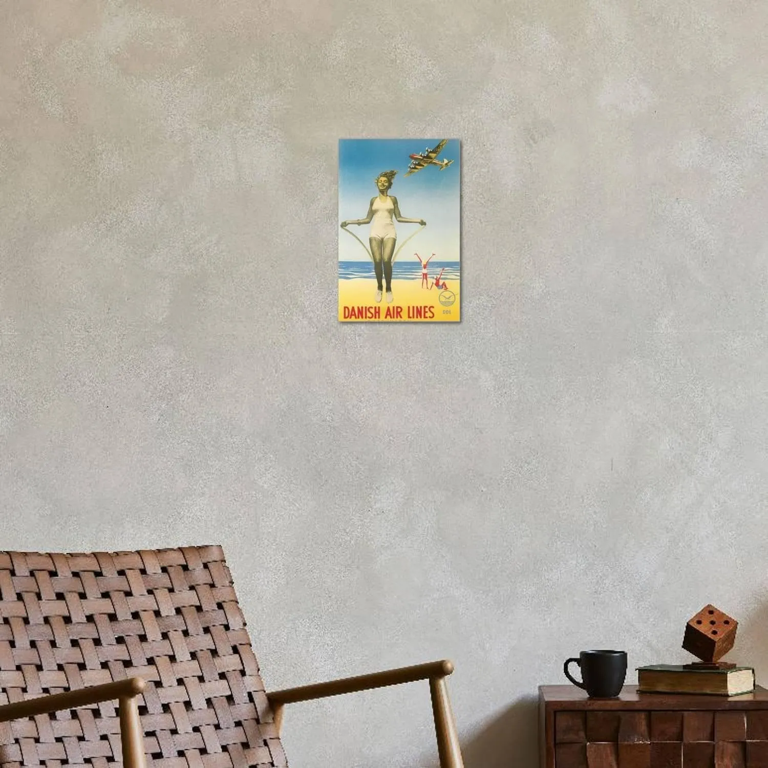 ART.COM Stretched Canvas Print Jumping Rope on Beach, 12" x 18"
