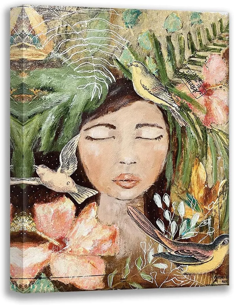 ArtDirect Hilburn, Amanda 19x24 Gallery Wrapped Canvas Museum Art Titled: Maya and the Birds