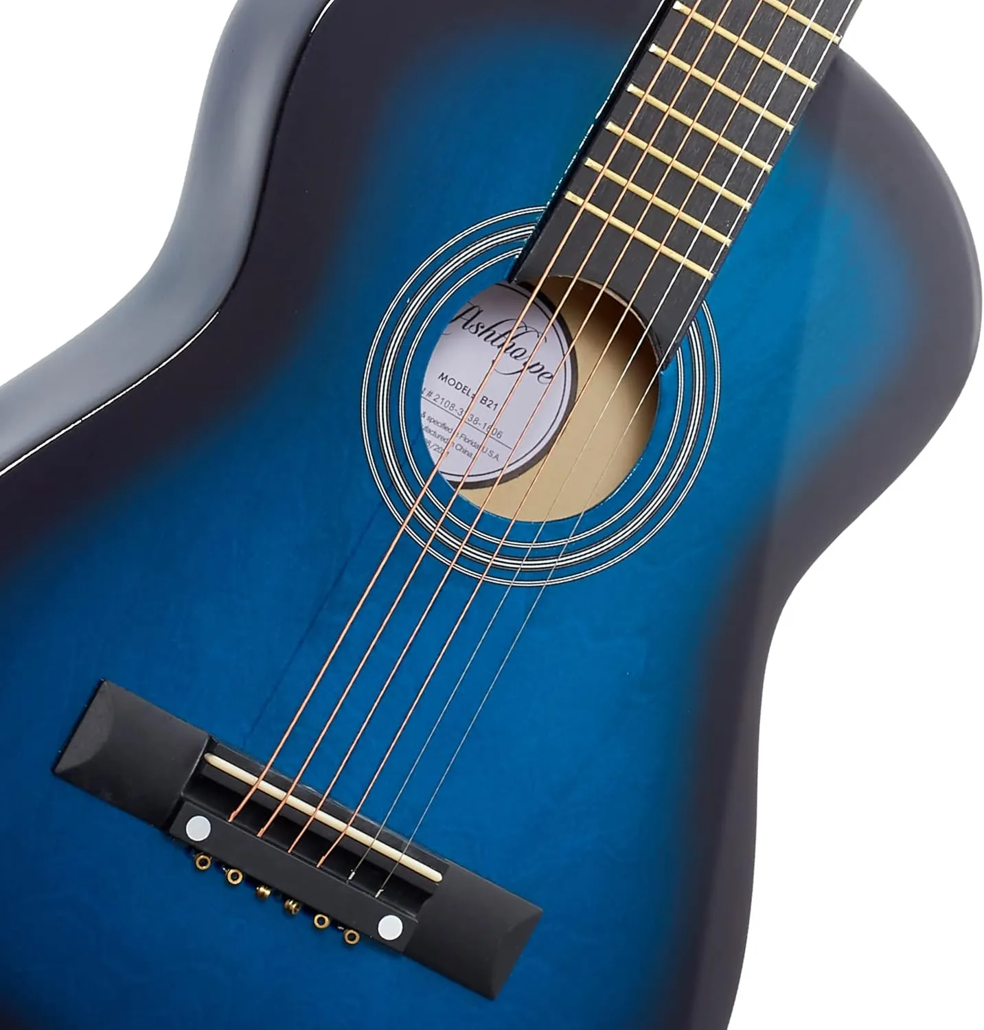 Ashthorpe 30-inch Beginner Acoustic Guitar Package (Blue), Basic Starter Kit w/Gig Bag, Strings, Strap, Tuner, Picks