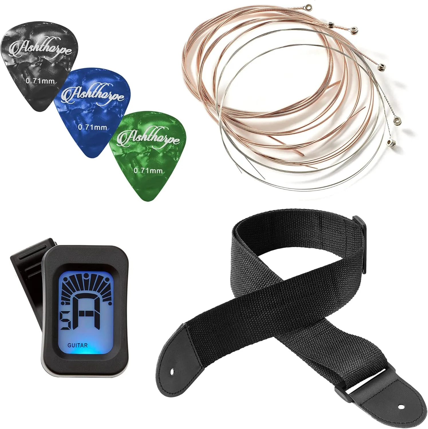 Ashthorpe 30-inch Beginner Acoustic Guitar Package (Natural), Basic Starter Kit w/Gig Bag, Strings, Strap, Tuner, Picks