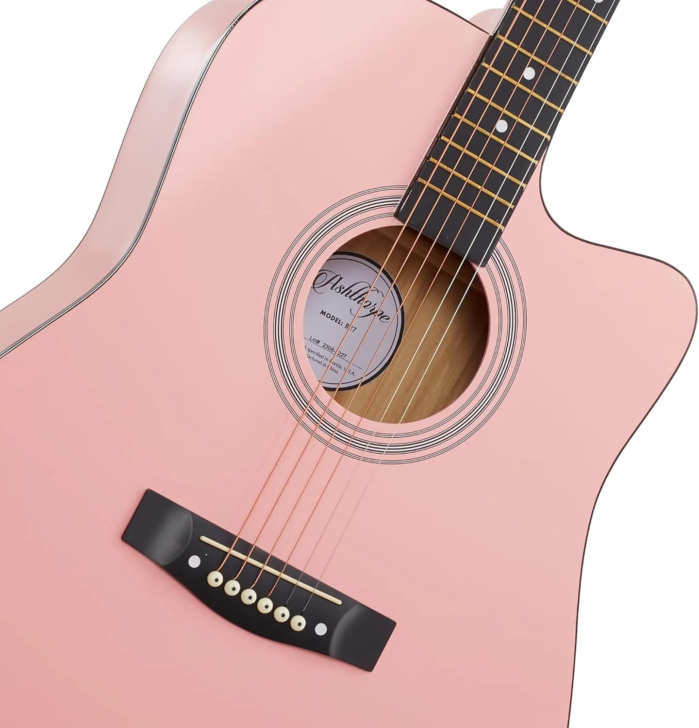 Ashthorpe 41-inch Beginner Cutaway Acoustic Guitar Package (Pink), Full Size Basic Starter Kit w/Gig Bag, Strings, Strap, Tuner, Picks