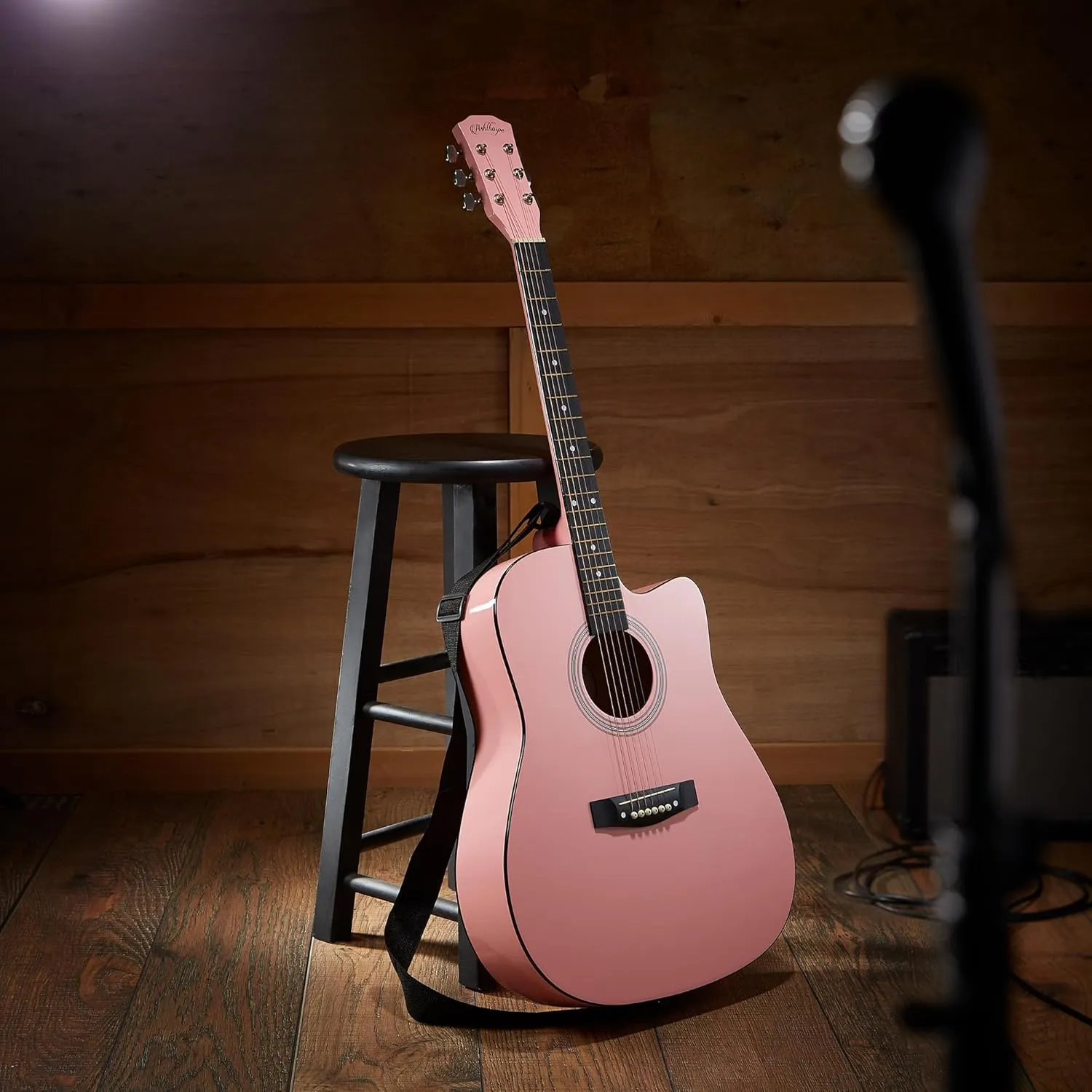 Ashthorpe 41-inch Beginner Cutaway Acoustic Guitar Package (Pink), Full Size Basic Starter Kit w/Gig Bag, Strings, Strap, Tuner, Picks