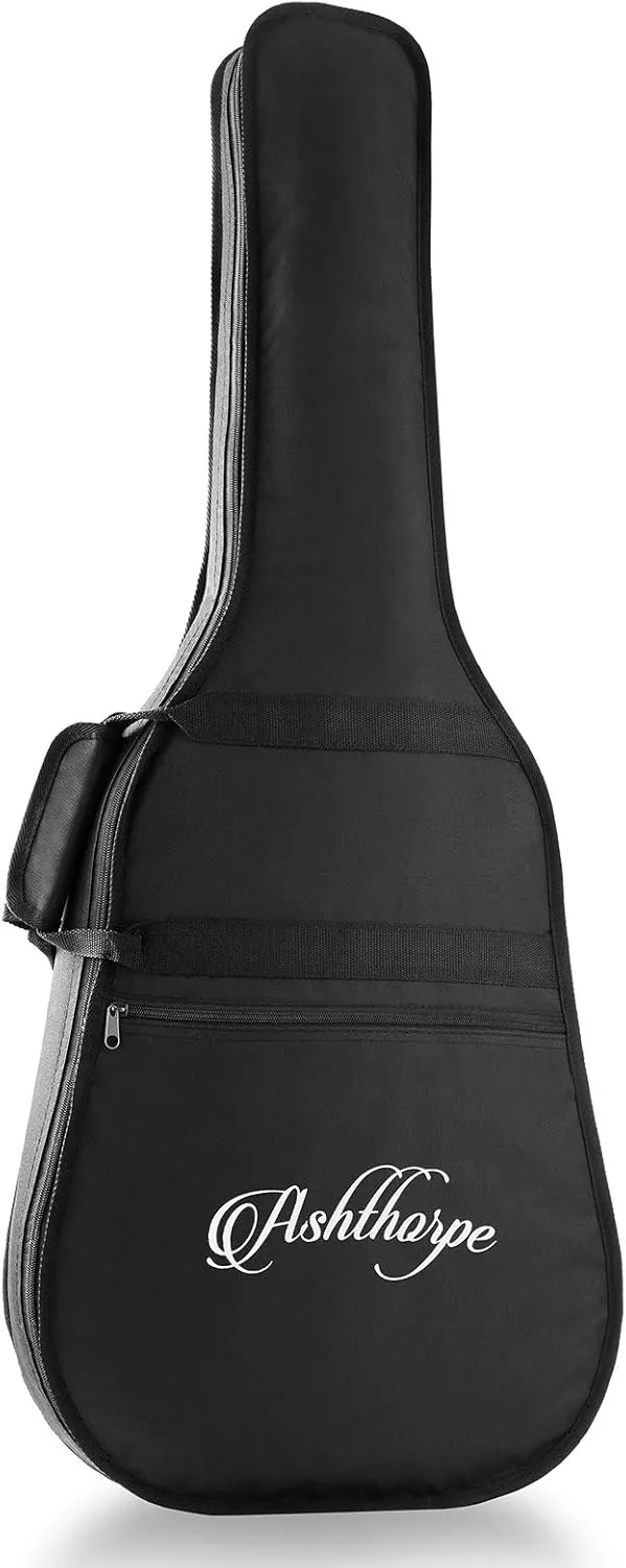 Ashthorpe Full-Size Cutaway Thinline Acoustic-Electric Guitar Package - Premium Tonewoods - Black