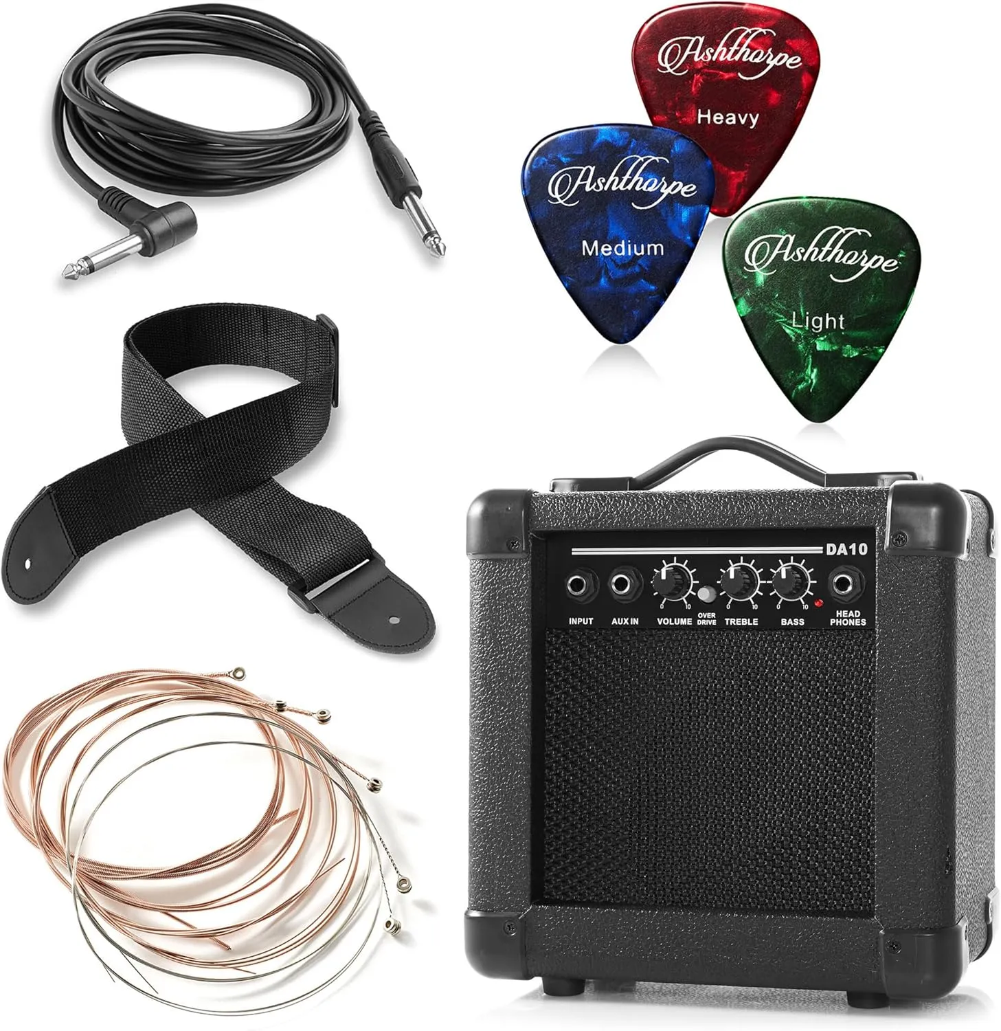 Ashthorpe Full-Size Thinline Cutaway Acoustic Electric Guitar Package with 10 Watt Amp - Mint Green