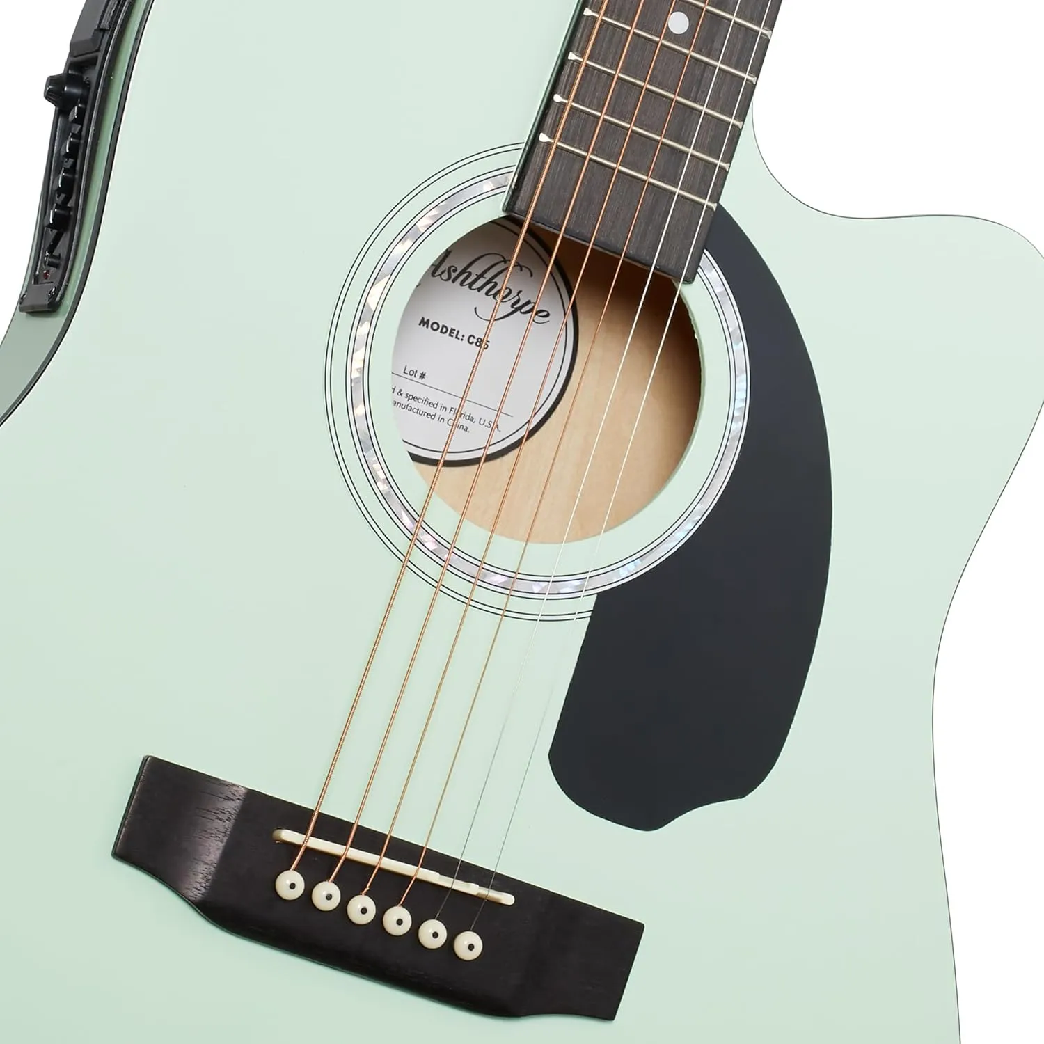 Ashthorpe Full-Size Thinline Cutaway Acoustic Electric Guitar Package with 10 Watt Amp - Mint Green
