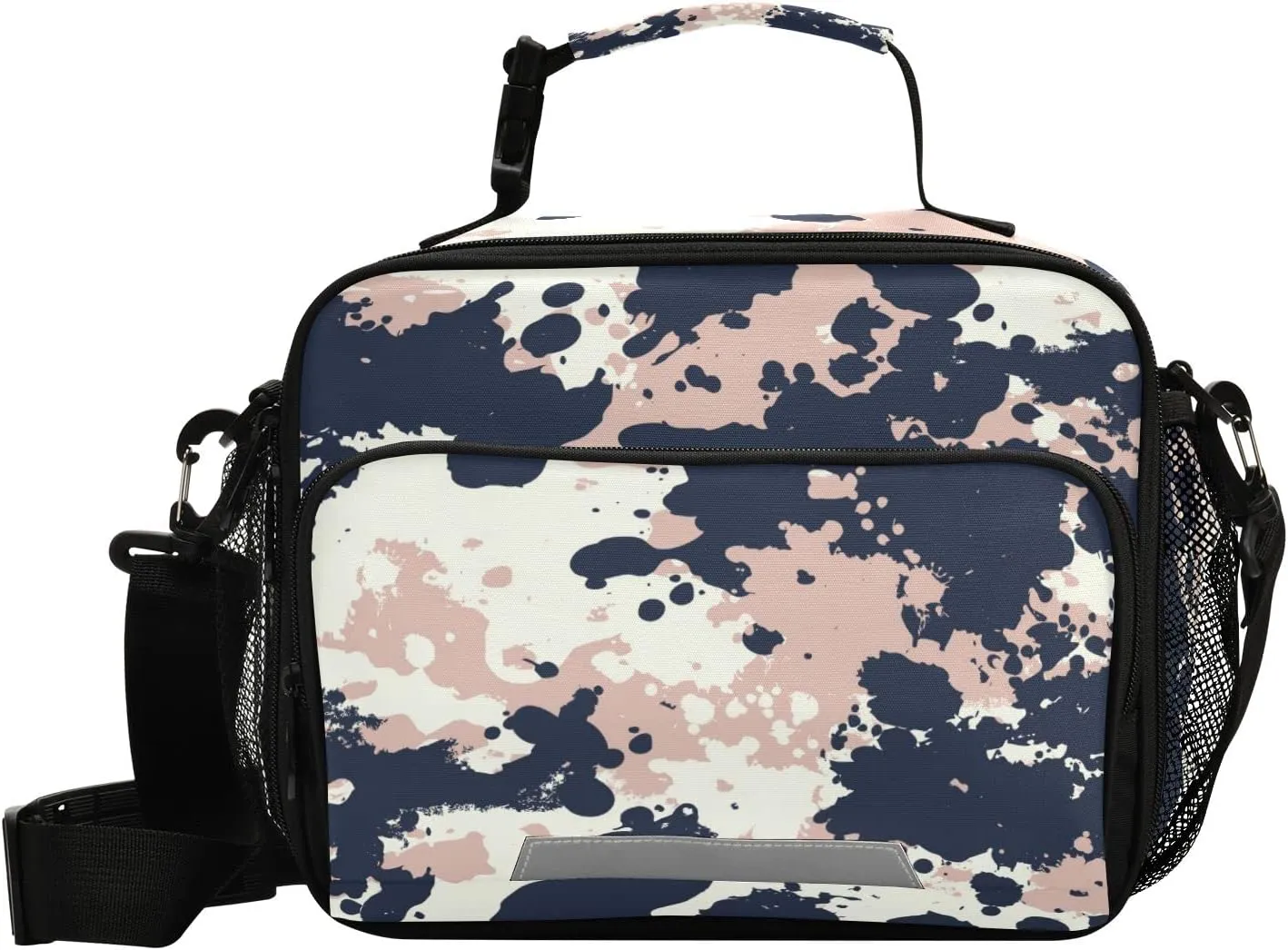 Aslsiy Marble Chaotic Camouflage Reusable Lunch Bag for Women Men, Insulated Lunch Box Handbag Portable for Office Picnic Travel Cooler Bag with Adjustable Shoulder Strap
