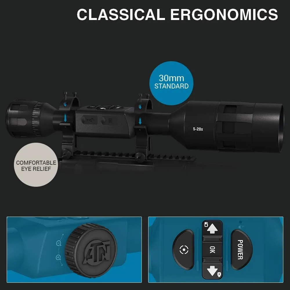ATN MossyOak X-Sight-4k Pro Smart Day/Night Camouflage Scope w/Full HD Video rec, Smooth Zoom, Bluetooth and Wi-Fi