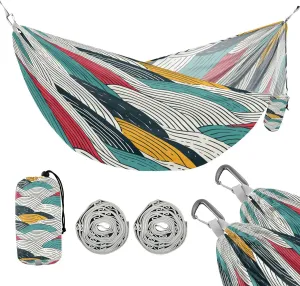 ATTX Abstract Waves Camping Hammock - Lightweight & Portable Hammocks, Heavy Duty 330lbs Capacity for Indoor, Hiking, Backpacking, Travel, Backyard, Beach#119