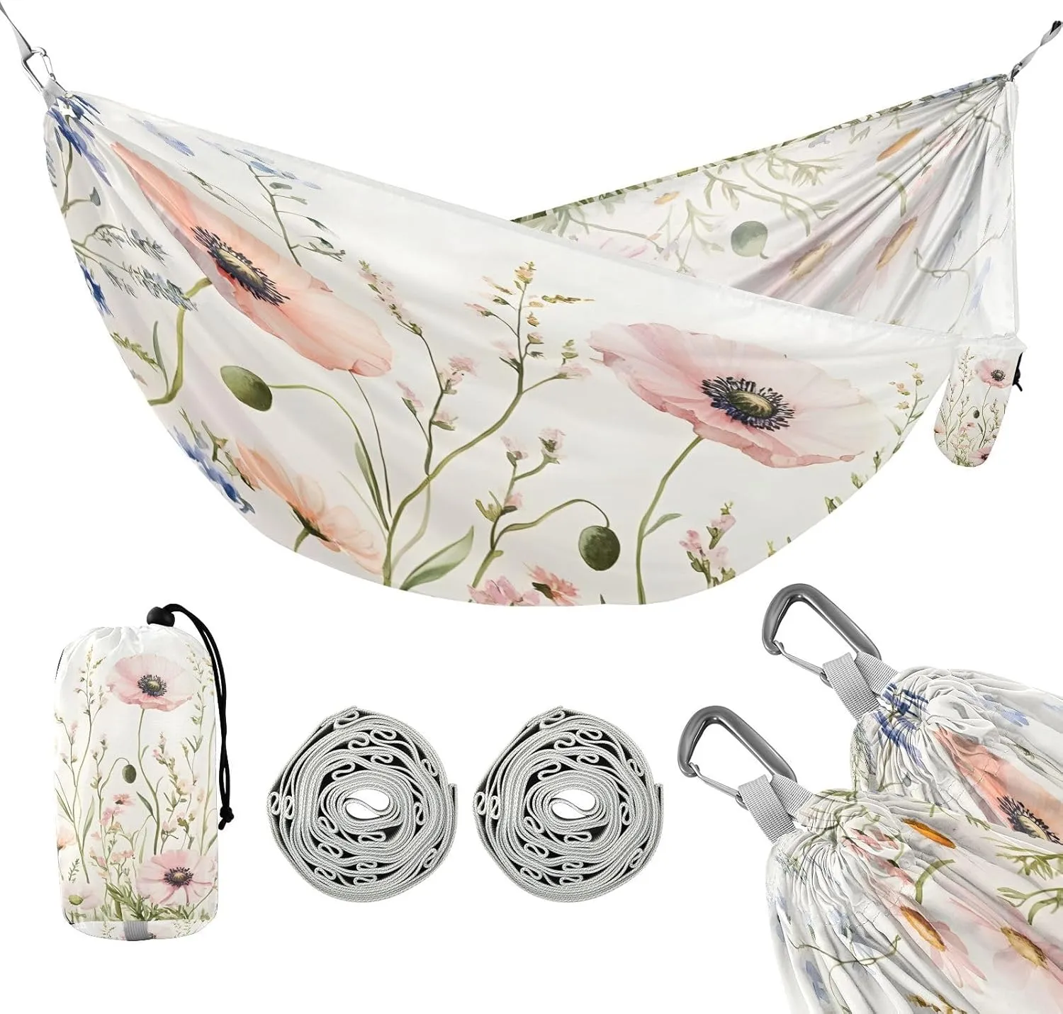ATTX Herbs and Wild Flowers Floral Camping Hammock - Lightweight & Portable Hammocks, Heavy Duty 330lbs Capacity for Indoor, Hiking, Backpacking, Travel, Backyard, Beach#294