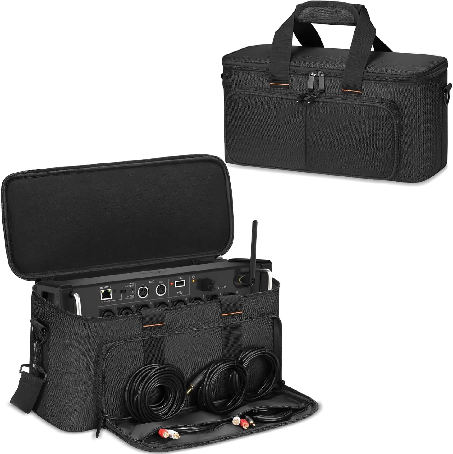 Audio Mixer Soft Case Compatible with Behringer XR12 XR16 XR18, DJ Mixer Case Audio Mixer Bag Padded with Shoulder Strap, DJ Mixer Travel Carry Bag with Multi-Pocket for Audio Mixer & Accessories