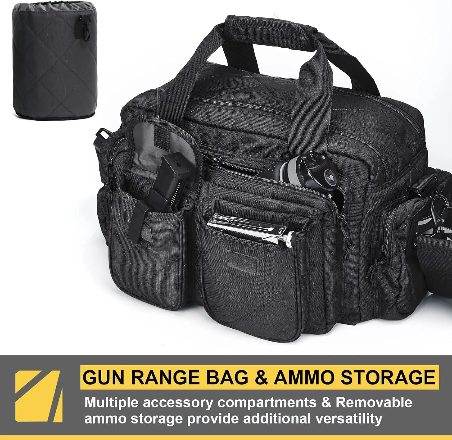 AUMTISC Tactical Gun Range Bag Pistol Case for Handguns and Ammo, Tactical Shooting Duffle Bag for Range Accessories