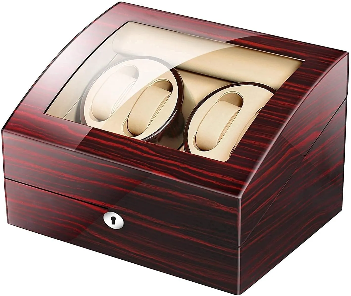 Automatic Watch Winder Box with 4 Winder Positions 6 Storage Spaces 4 Modes Wood Shell Automatic Watch Winder?Single