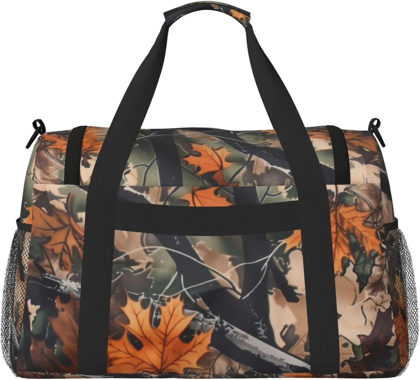 Autumn Leaves Camouflage Duffle Bag Foldable Travel Tote Bag Carry On Large Weekender Overnight Bags Waterproof Gym Bag For Women Men