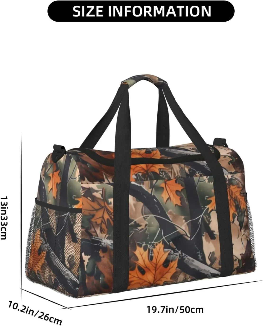 Autumn Leaves Camouflage Duffle Bag Foldable Travel Tote Bag Carry On Large Weekender Overnight Bags Waterproof Gym Bag For Women Men