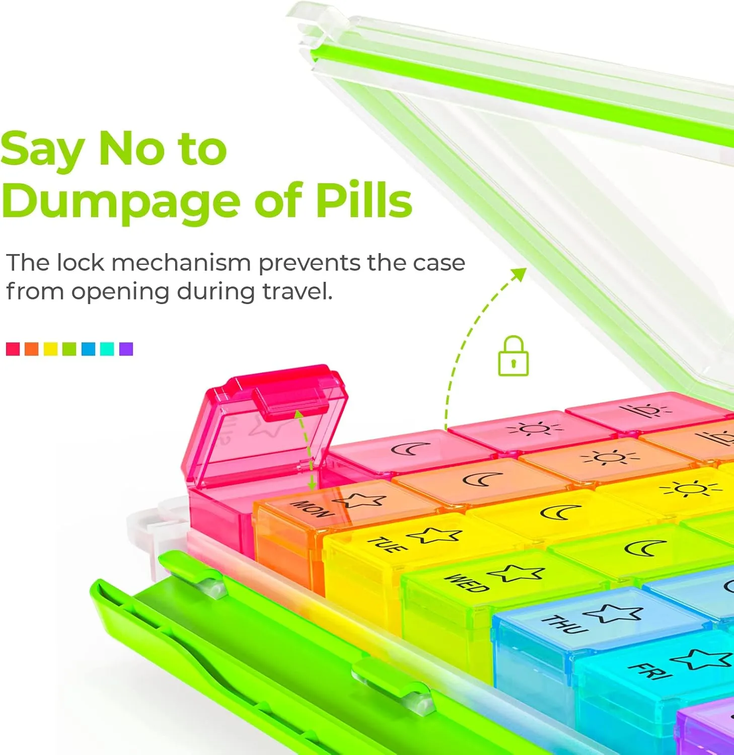 AUVON iMedassist Moisture-Proof Weekly Pill Organizer 4 Times a Day, Large 7 Day Pill Box Portable for Travel with Removable Individual Containers to Hold Vitamins, Supplements and Medication