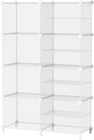 AWTATOS Closet Organizer 8 Cube Storage Shelves Clothes Organizers Closet Storage Stackable Cubby Shelving for Closet Bedroom Living Room Office, Transparent Twill