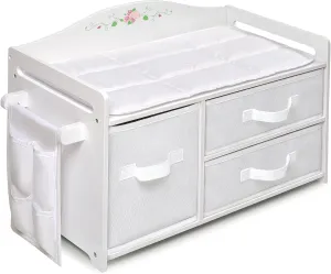 Badger Basket White Rose Doll Care Station for 18 to 20-Inch Dolls – Elegant Playset with Storage and Accessories – Perfect for Imaginative Play