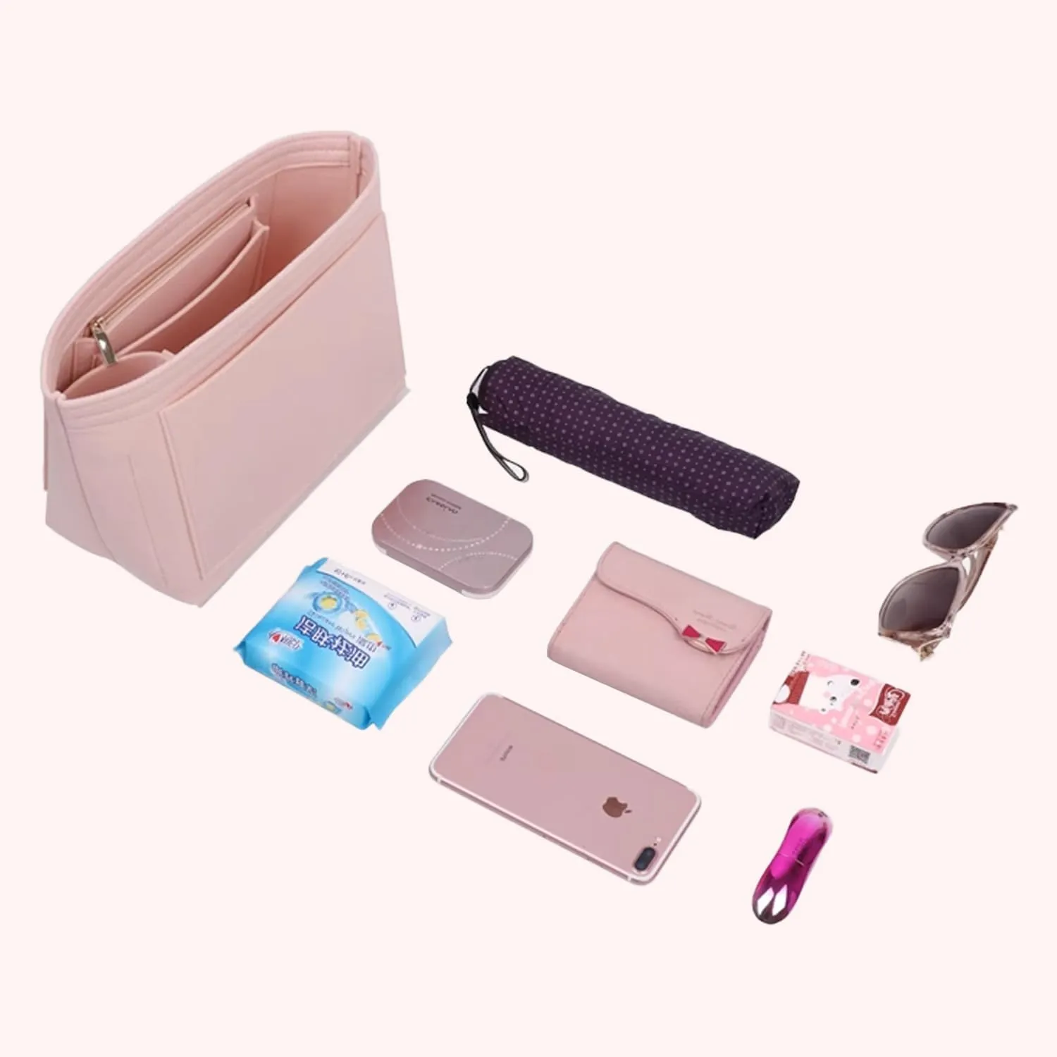 Bag Insert Organizer, purse accessories, Suitable For Longchamp long handle tote organizer (Brown, M（long handle）)