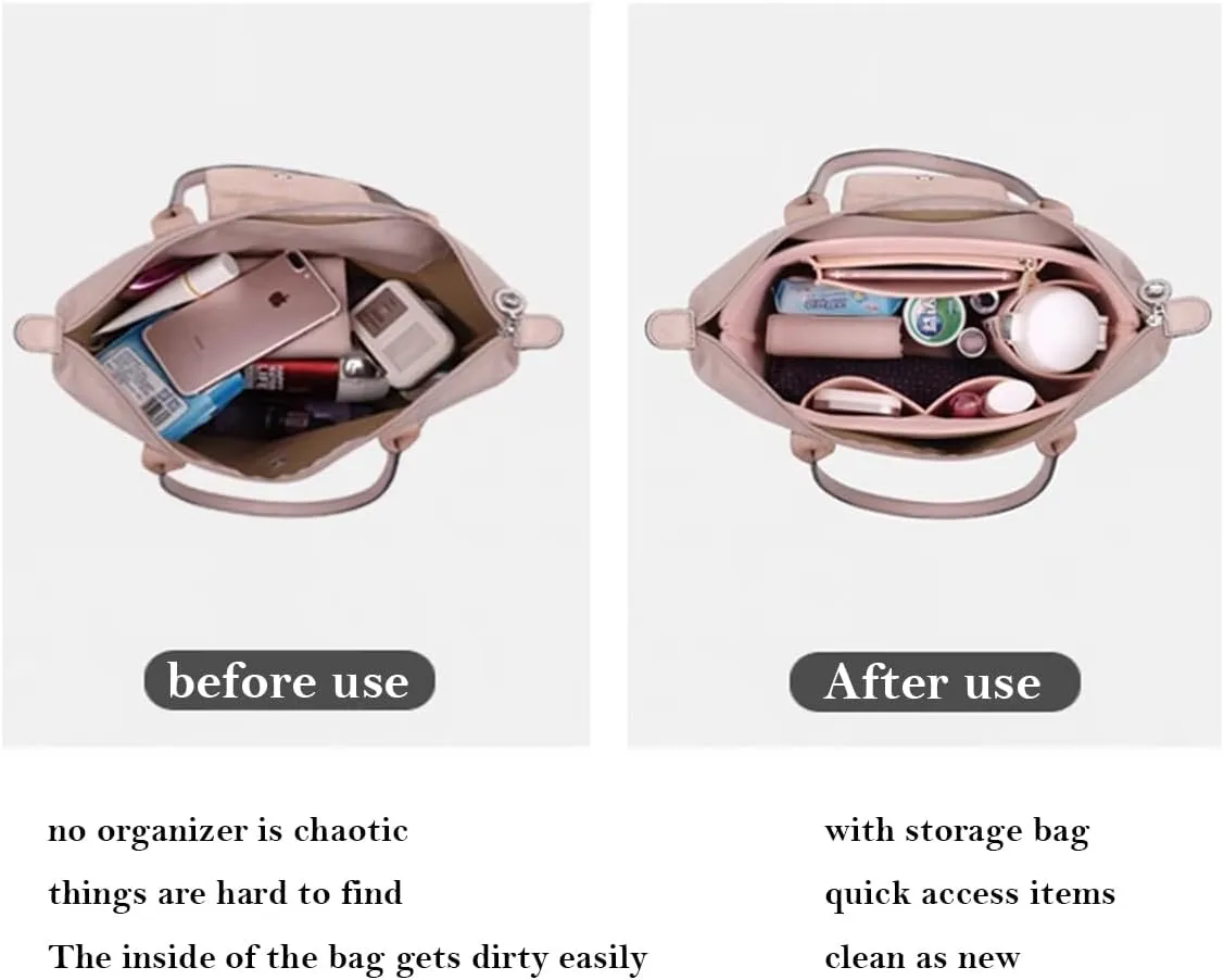 Bag Insert Organizer, purse accessories, Suitable For Longchamp long handle tote organizer (Brown, M（long handle）)