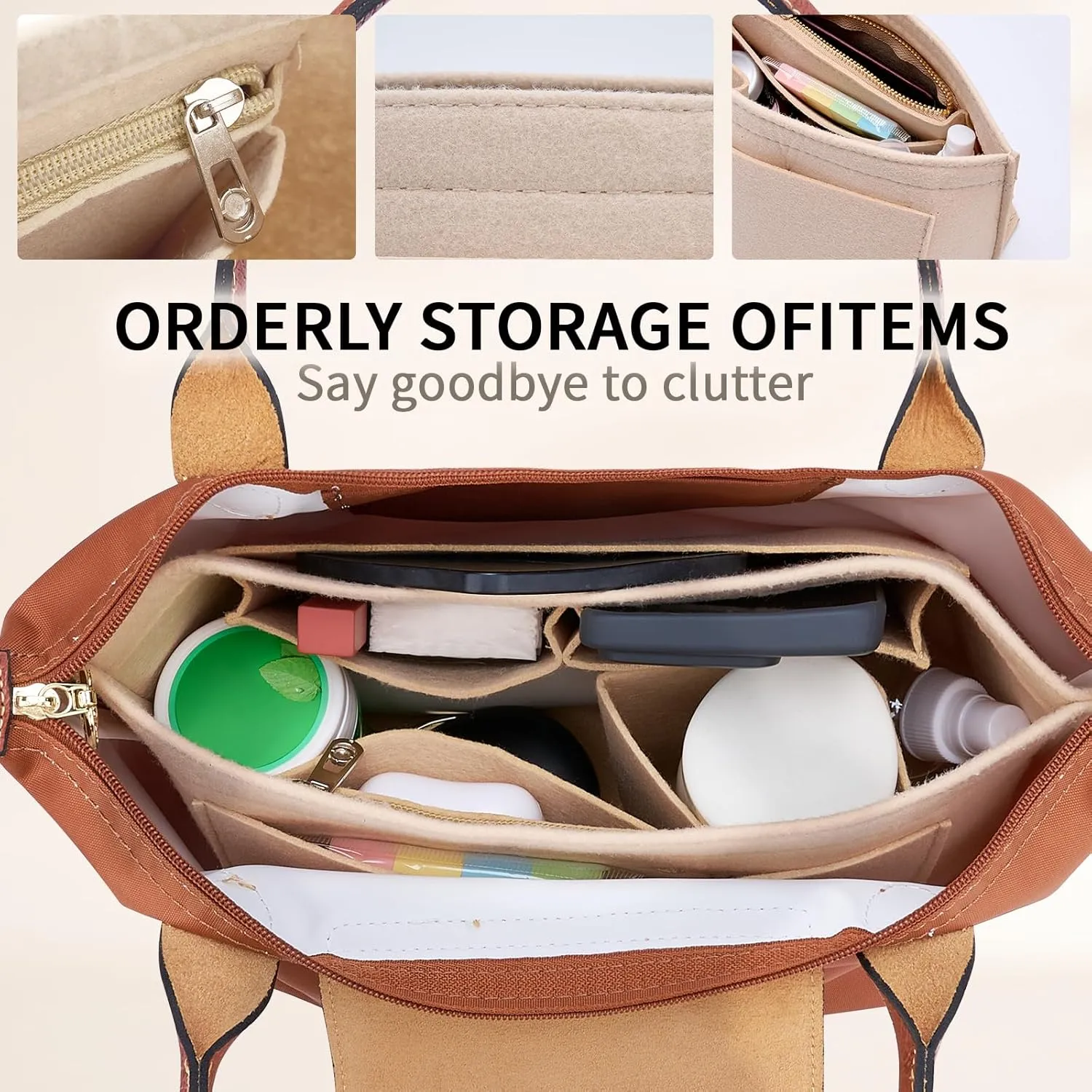 Bag Organizer compatible with Longchamp Tote Bag,Storage & Finishing Inner Bag,Bag Insert for Extra Handbag Inner Shaper