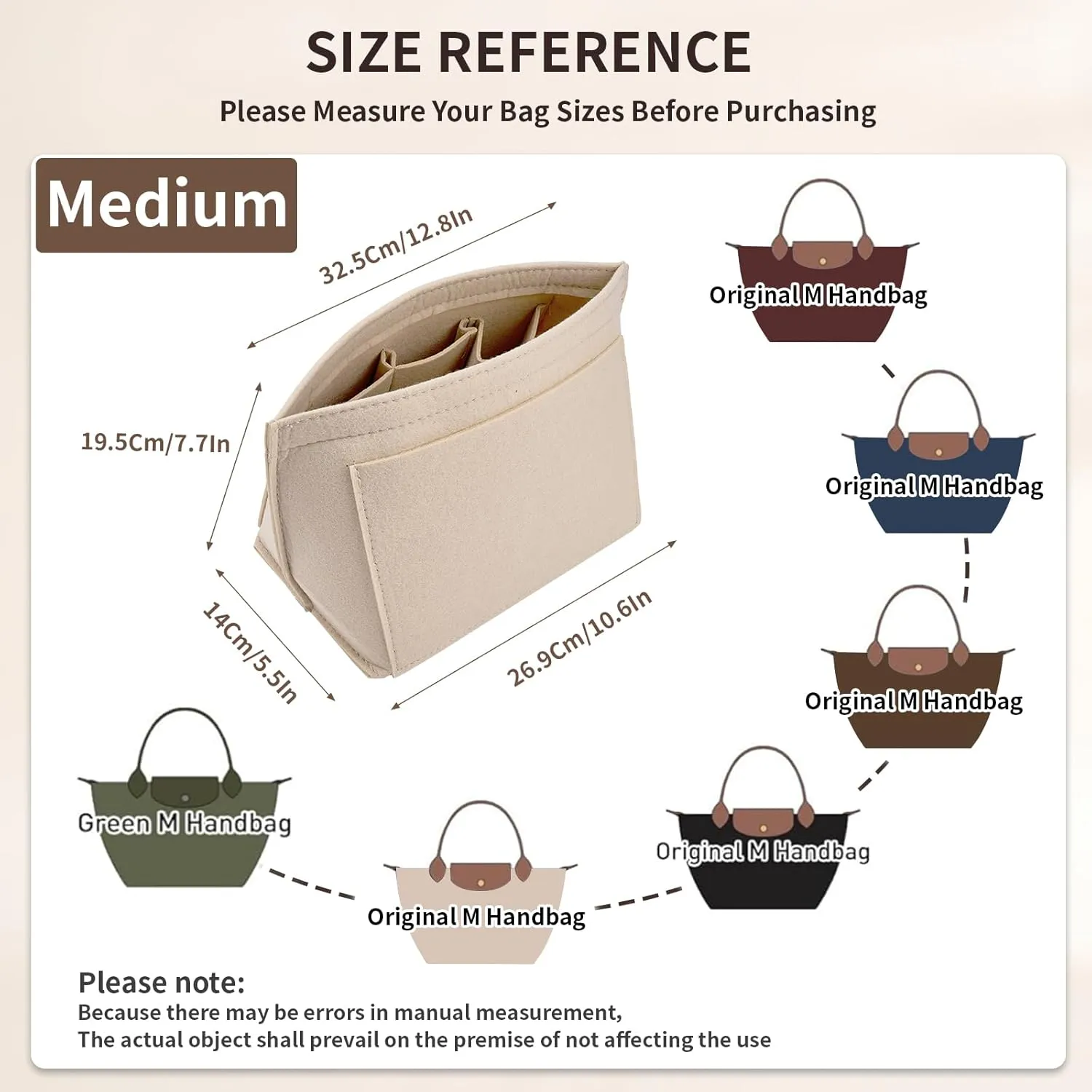 Bag Organizer compatible with Longchamp Tote Bag,Storage & Finishing Inner Bag,Bag Insert for Extra Handbag Inner Shaper