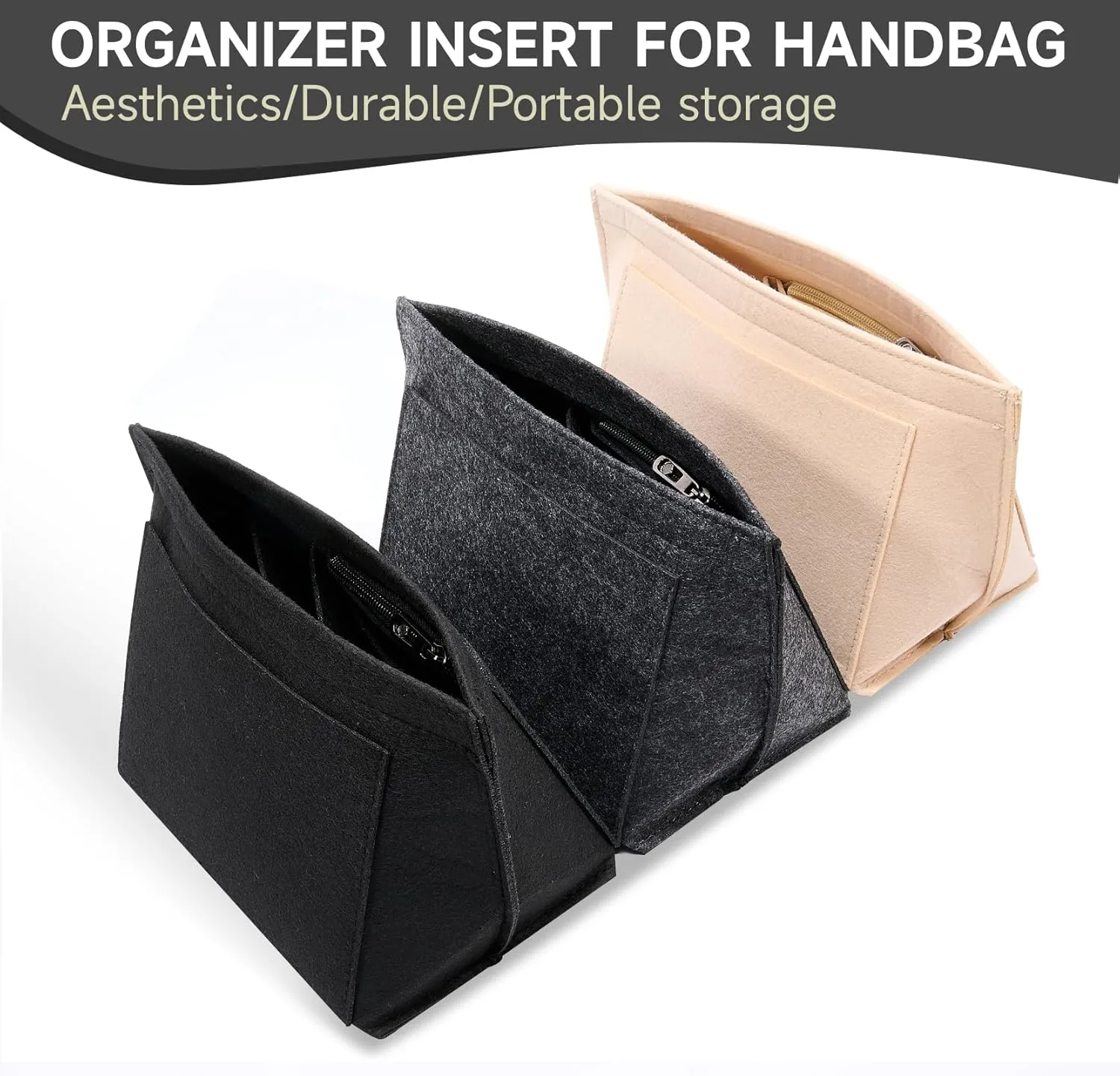 Bag Organizer Insert for Tote Bag, Felt Purse Organizer Handbag Backpack Compatible with Longchamp, Le Pliage, LV, Coach