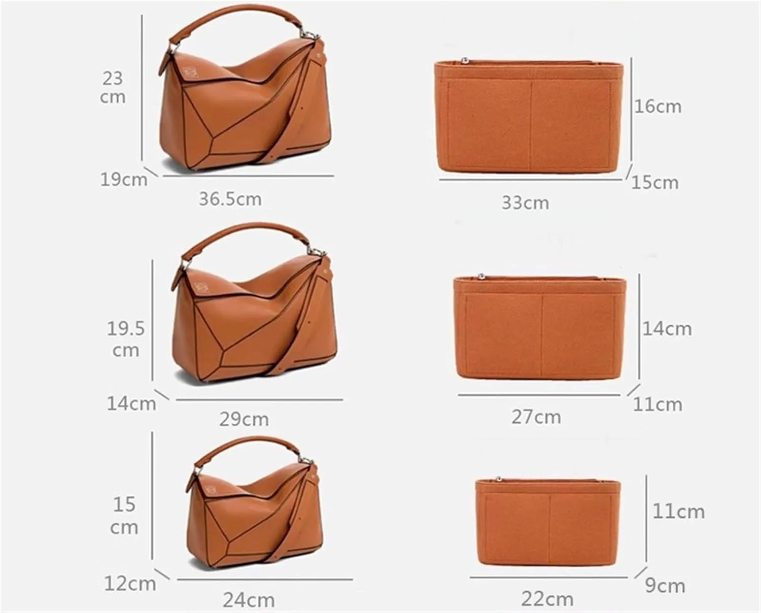 Bag Organizer Lined Storage Bag Bag Organizer Insert Portable Cosmetic Bag for Loewe(Khaki A,S)