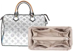 Bag organizer suitable for Lv speedy nylon storage liner bag handbag organizer plug-in wallet lining storage bag(Beige b,Foe Lv speedy 30)