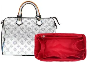 Bag organizer suitable for Lv speedy nylon storage liner bag handbag organizer plug-in wallet lining storage bag(Red a,Foe Lv speedy 30)