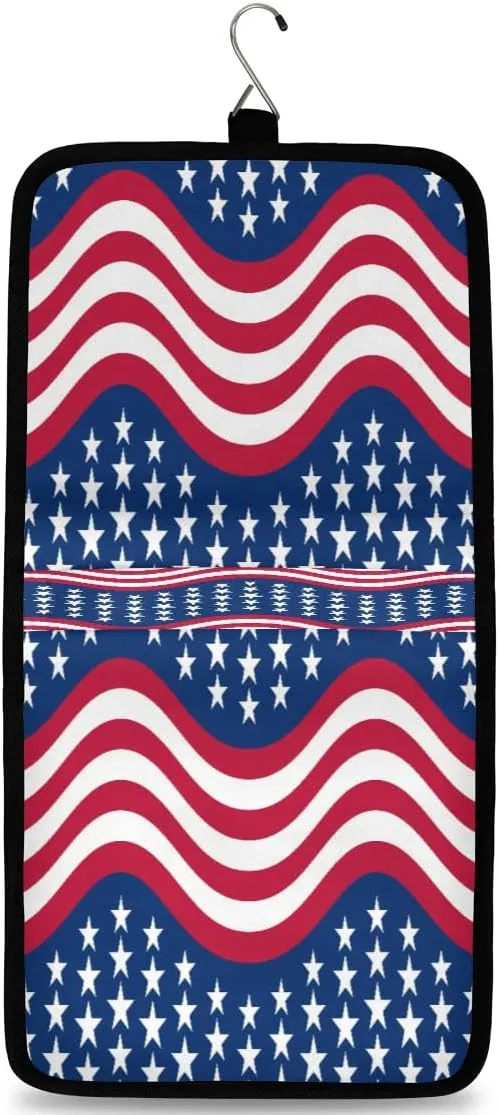 Bardic American Flag Hanging Toiletry Bag Waterproof Makeup Cosmetic Bag Travel Bag Organizer for Accessories Shampoo Full Sized Container Travel-Essentials Toiletry Bag