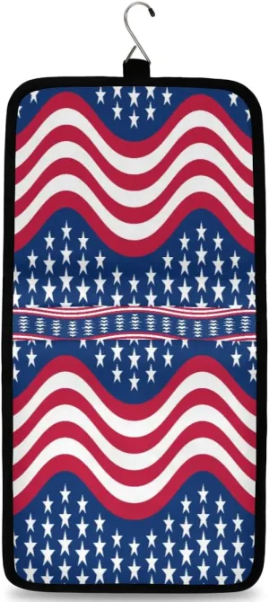 Bardic American Flag Hanging Toiletry Bag Waterproof Makeup Cosmetic Bag Travel Bag Organizer for Accessories Shampoo Full Sized Container Travel-Essentials Toiletry Bag