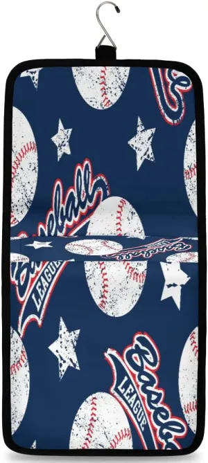 Baseball Star Sport Ball Hanging Toiletry Bag Waterproof Makeup Cosmetic Bag Travel Bag Organizer for Accessories Shampoo Full Sized Container Travel-Essentials Toiletry Bag