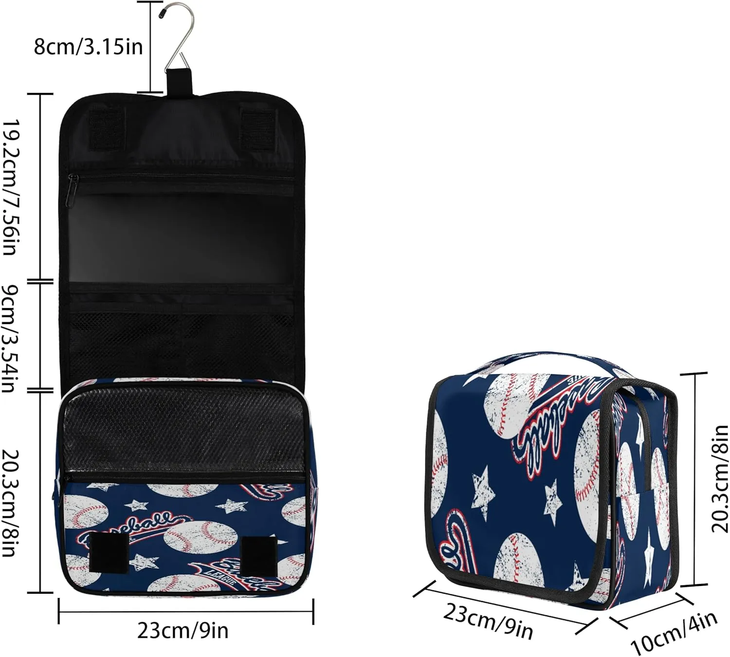Baseball Star Sport Ball Hanging Toiletry Bag Waterproof Makeup Cosmetic Bag Travel Bag Organizer for Accessories Shampoo Full Sized Container Travel-Essentials Toiletry Bag