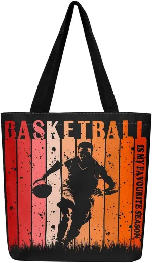 Basketball Canvas Tote Bag Basketball Game Canvas Bag for Basketball Players