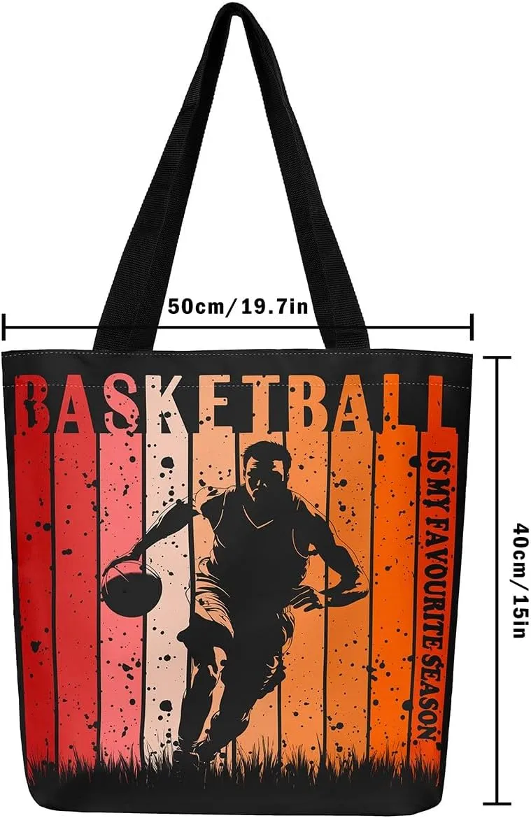 Basketball Canvas Tote Bag Basketball Game Canvas Bag for Basketball Players
