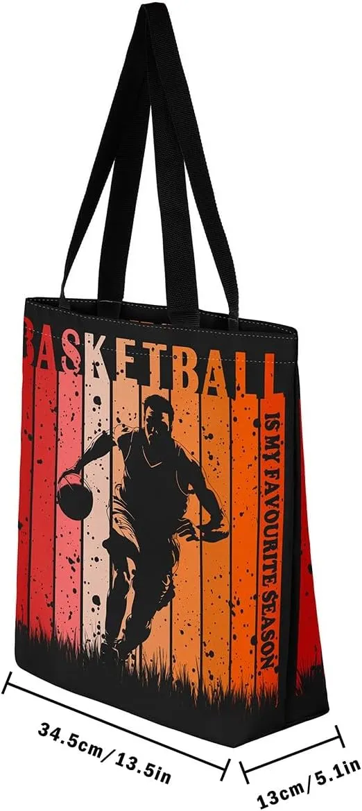 Basketball Canvas Tote Bag Basketball Game Canvas Bag for Basketball Players