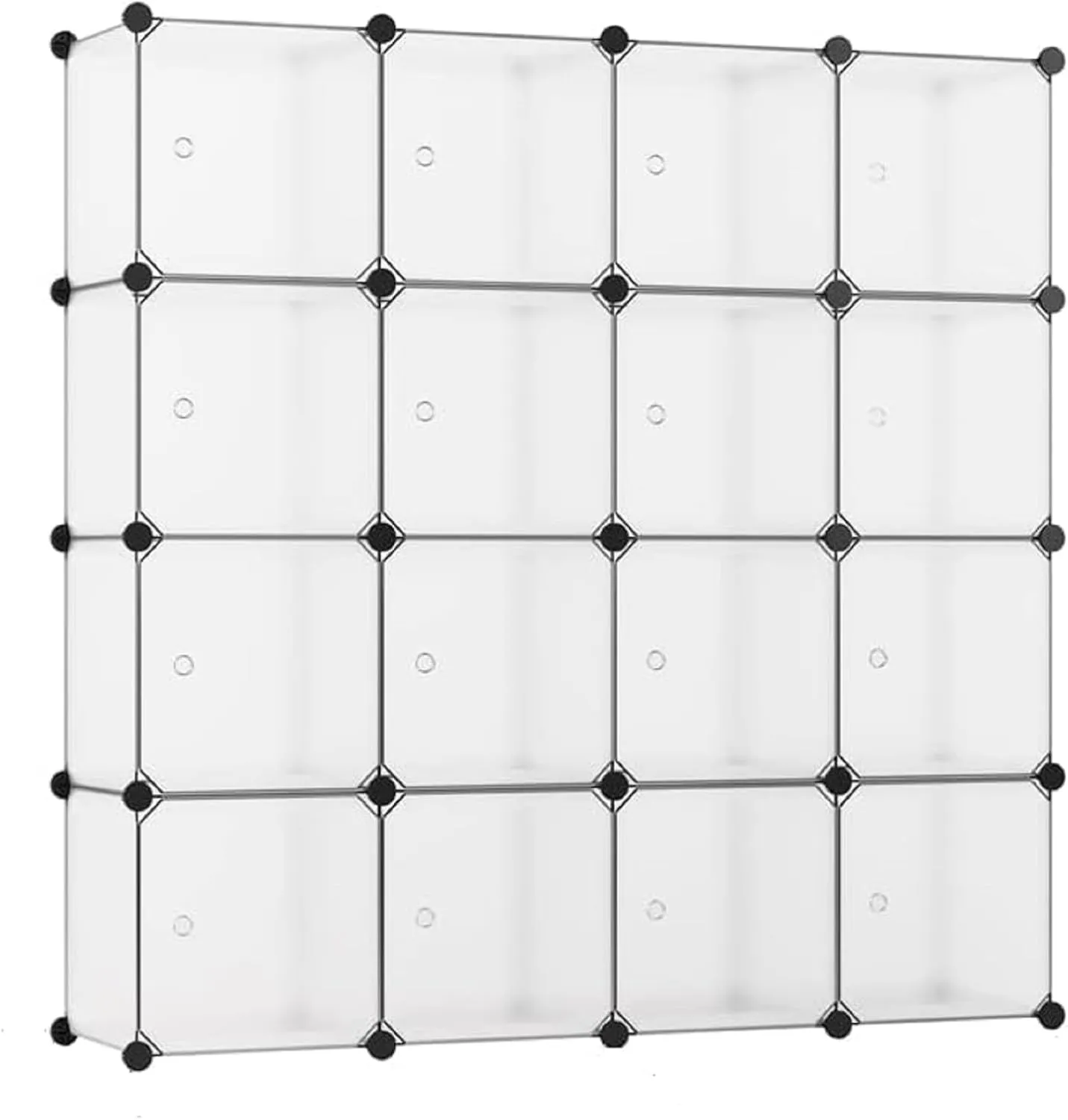 BASTUO Cube Storage Organizer with Doors, Plastic 16-Cube Storage with Doors for Livingroom, Bedroom and Office (White)